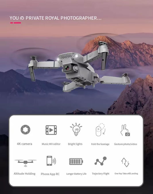2023 Hot Sale Wifi FPV Drone with Dual 4K HD Camera and Wide-Angle Live Video Drone Mini E88