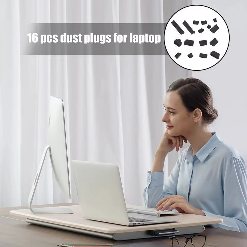 16Pcs Universal Silicone Laptop anti Dust Plug Cover Colorful Soft Charging Ports Stopper for Macbook Notebook